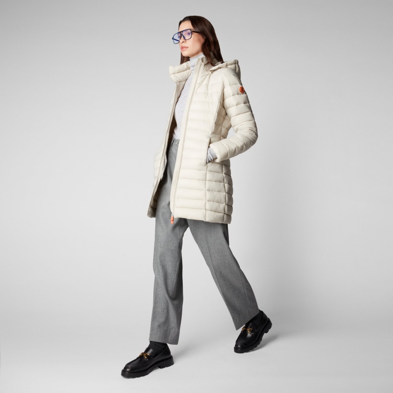 Save The Duck Carol Puffer Coat with Detachable Hood Beige | SDFVT4301