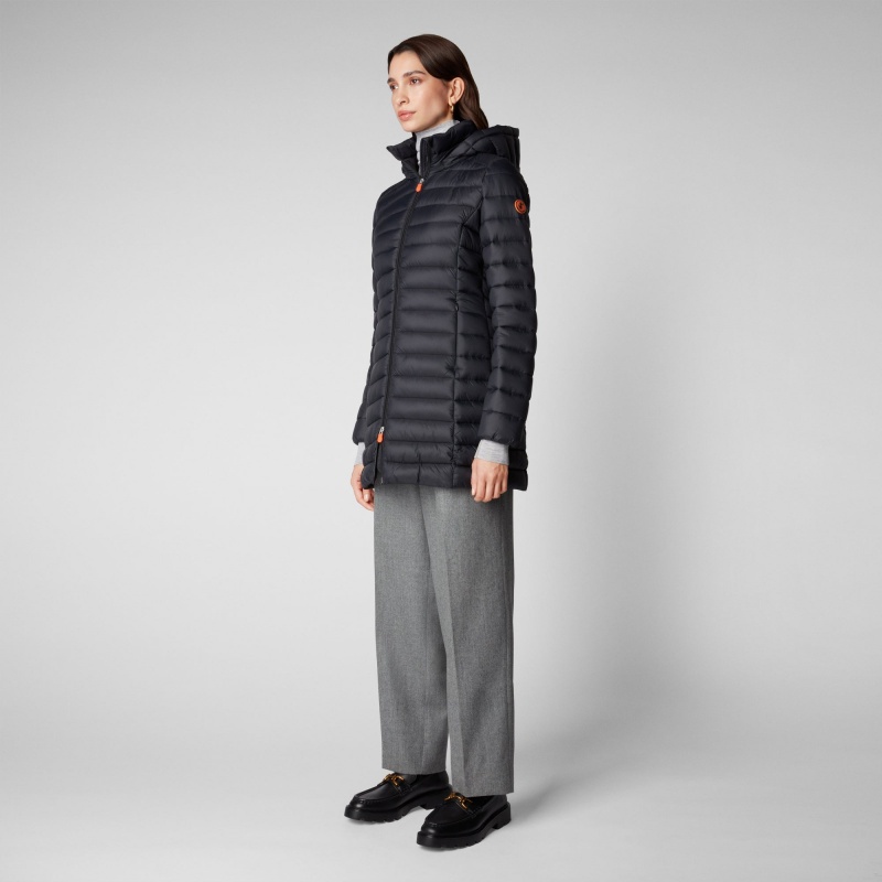 Save The Duck Carol Puffer Coat with Detachable Hood Negras | HOACB3724