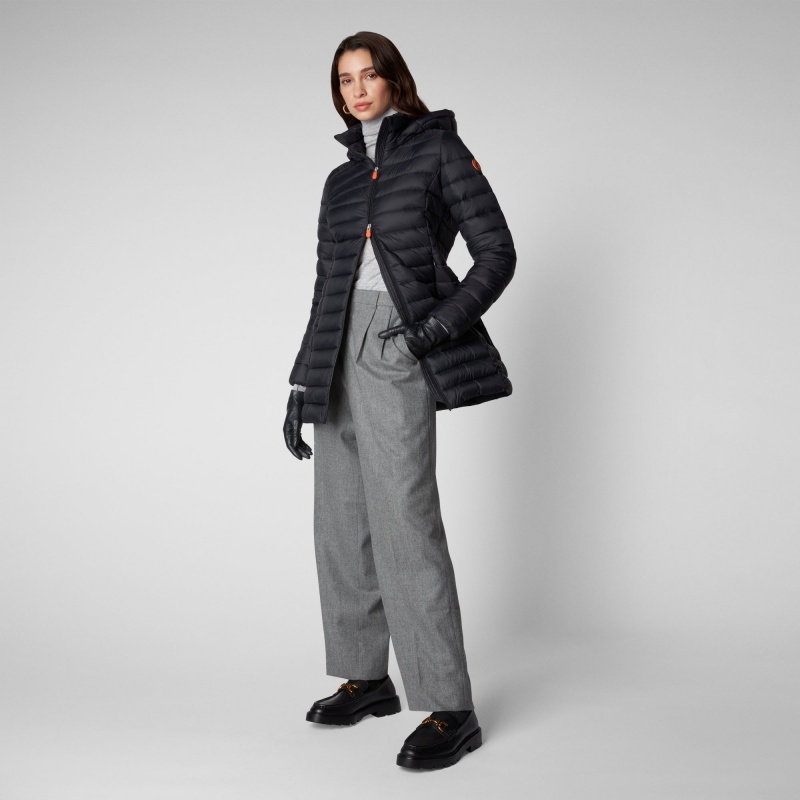 Save The Duck Carol Puffer Coat with Detachable Hood Negras | HOACB3724