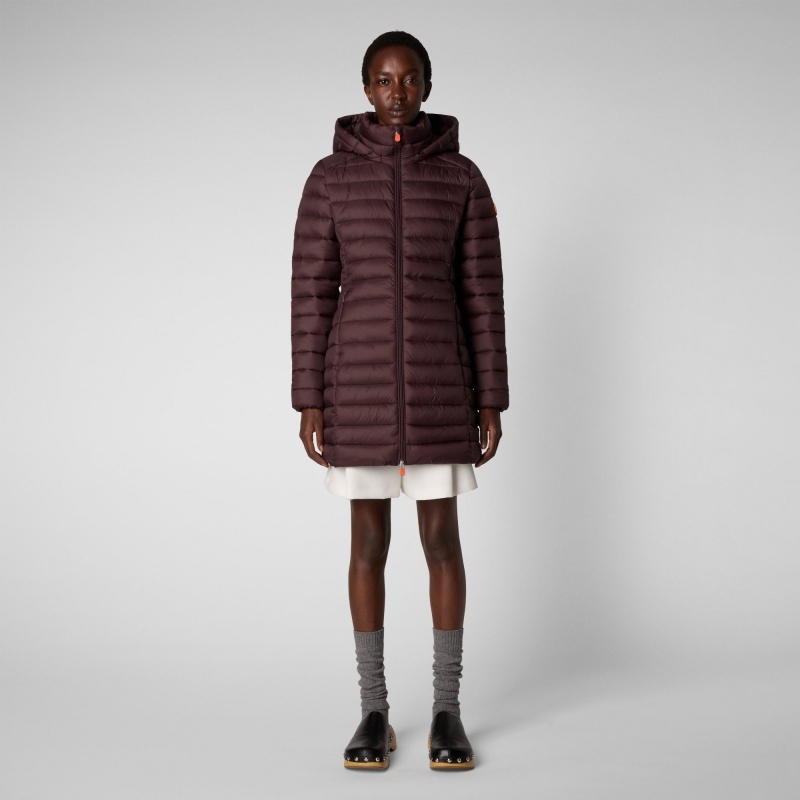 Save The Duck Carol Puffer Coat with Detachable Hood Burdeos Negras | IHOBJ8219
