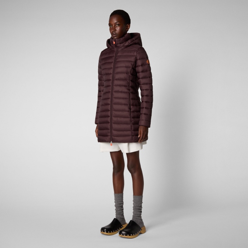 Save The Duck Carol Puffer Coat with Detachable Hood Burdeos Negras | IHOBJ8219