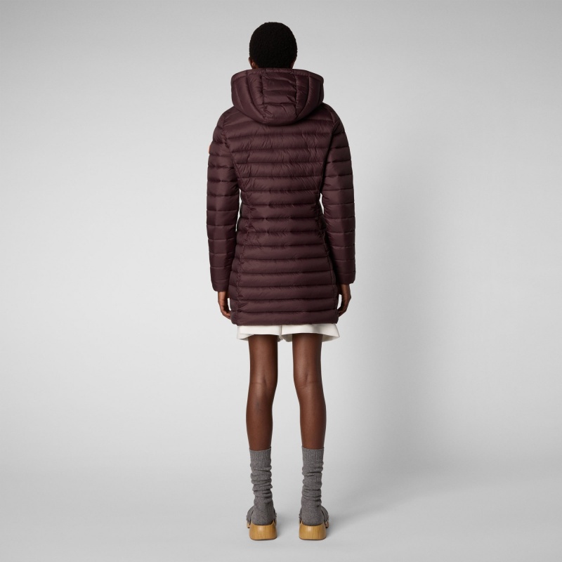 Save The Duck Carol Puffer Coat with Detachable Hood Burdeos Negras | IHOBJ8219