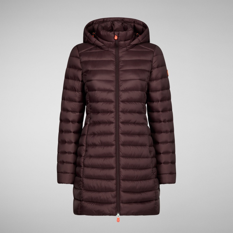 Save The Duck Carol Puffer Coat with Detachable Hood Burdeos Negras | IHOBJ8219