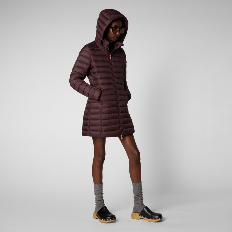 Save The Duck Carol Puffer Coat with Detachable Hood Burdeos Negras | IHOBJ8219