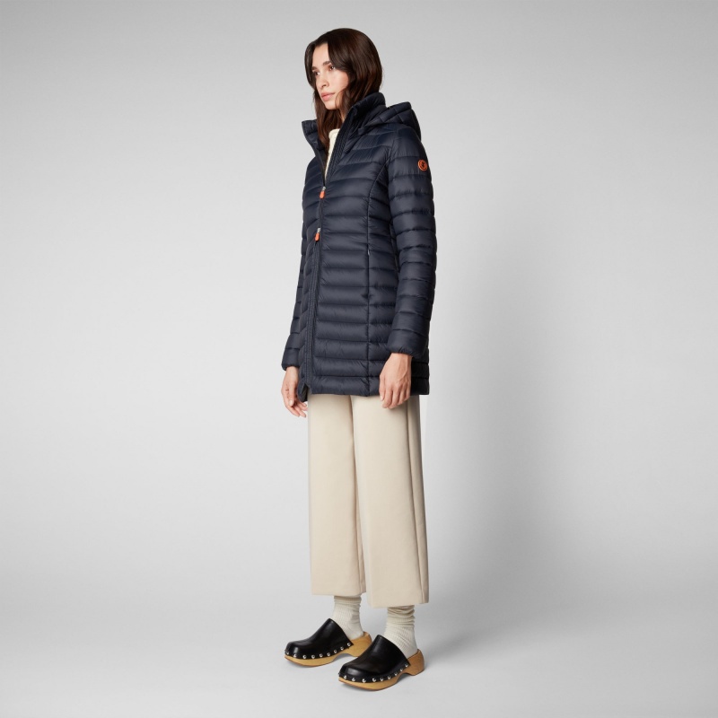 Save The Duck Carol Puffer Coat with Detachable Hood Azules Negras | FKYEZ4539