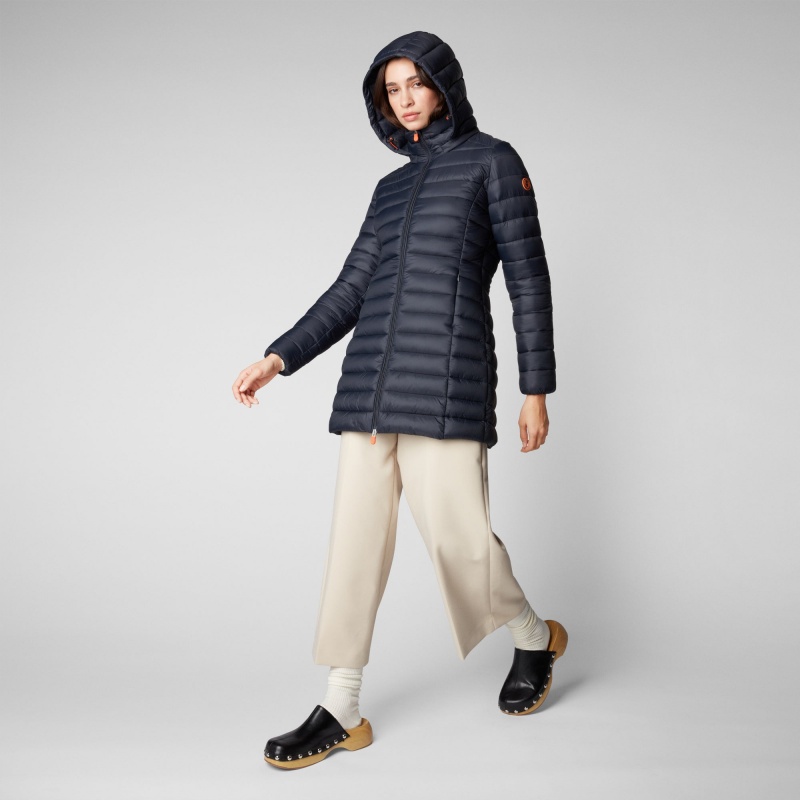 Save The Duck Carol Puffer Coat with Detachable Hood Azules Negras | FKYEZ4539