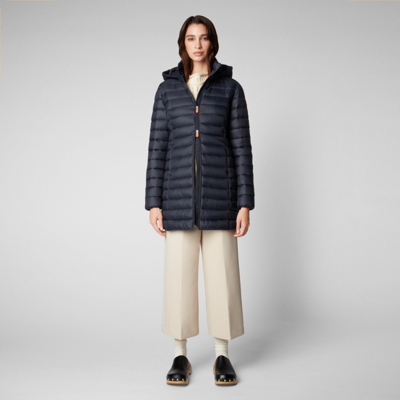 Save The Duck Carol Puffer Coat with Detachable Hood Azules Negras | FKYEZ4539