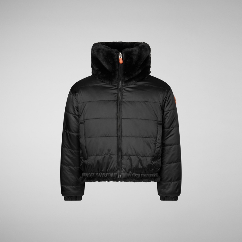 Save The Duck Ceri Faux Fur Reversible Jacket Negras | CMGDJ8345