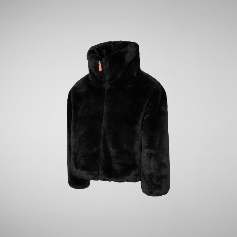 Save The Duck Ceri Faux Fur Reversible Jacket Negras | CMGDJ8345