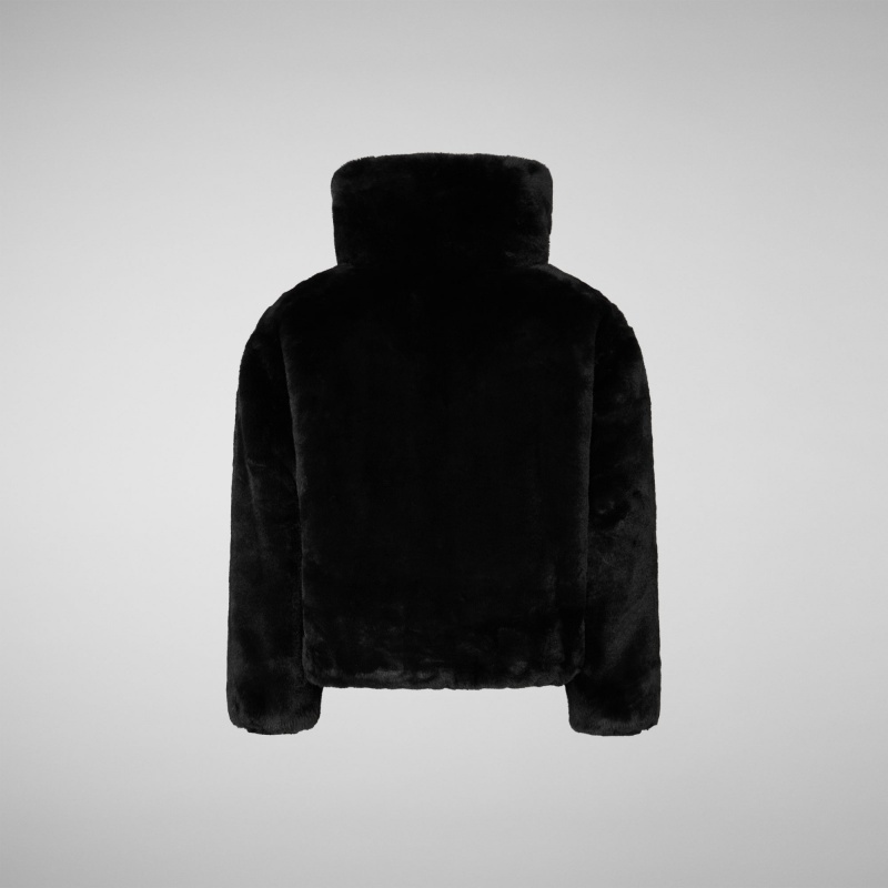 Save The Duck Ceri Faux Fur Reversible Jacket Negras | CMGDJ8345