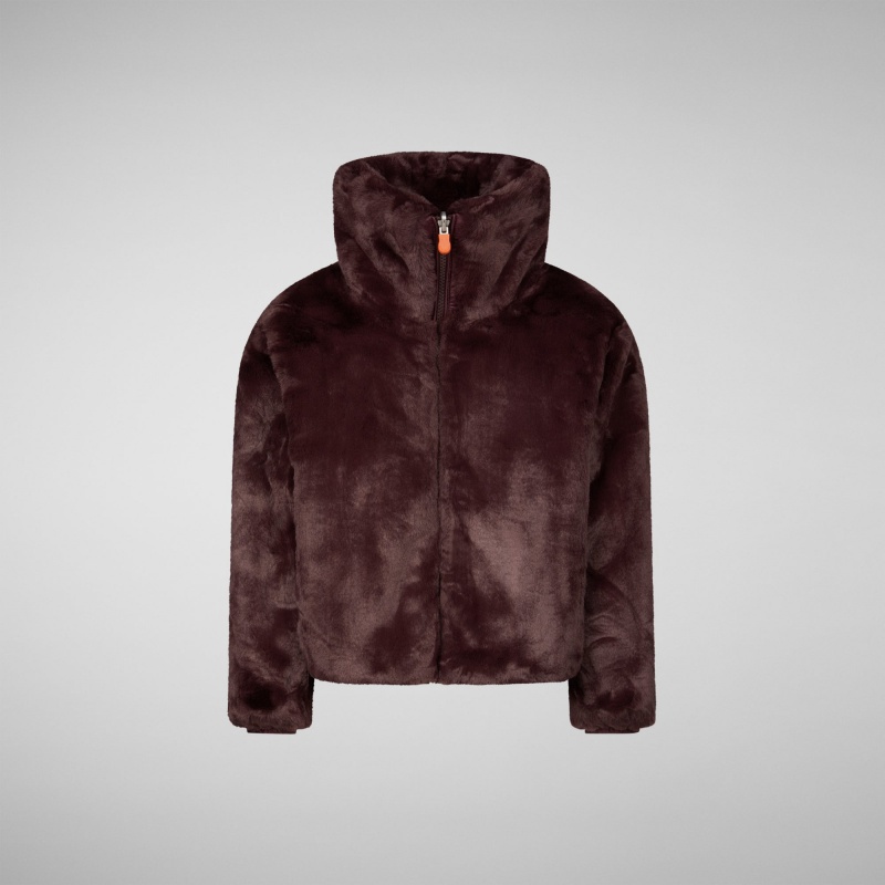 Save The Duck Ceri Faux Fur Reversible Jacket Burdeos Negras | UJLYG8013