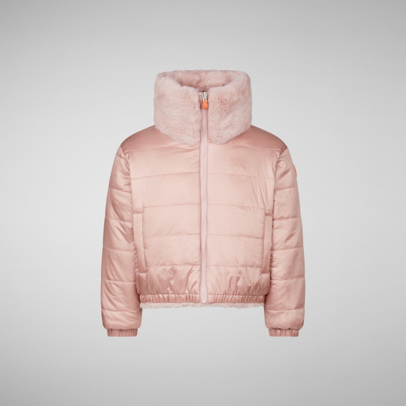 Save The Duck Ceri Faux Fur Reversible Jacket Rosas | OTURM0249