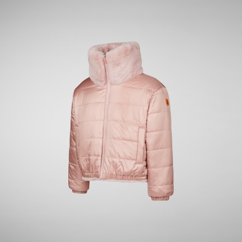Save The Duck Ceri Faux Fur Reversible Jacket Rosas | OTURM0249