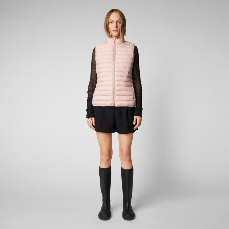 Save The Duck Charlotte Puffer Vest Rosas | NMYAK7041