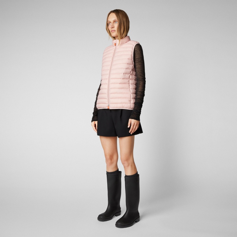 Save The Duck Charlotte Puffer Vest Rosas | NMYAK7041