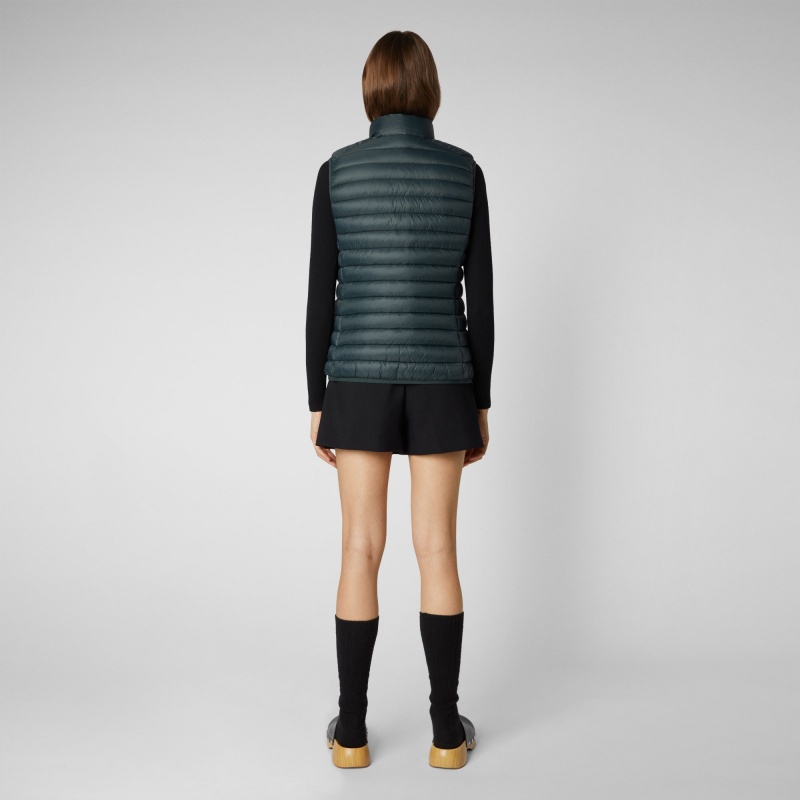 Save The Duck Charlotte Puffer Vest Verde Negras | CLXEW0837