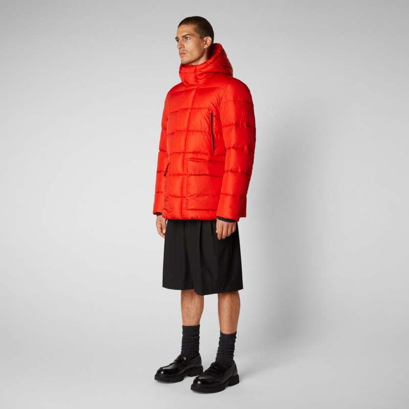 Save The Duck Cliff Encapuchado Puffer Coat Rojas | VLGCU9623