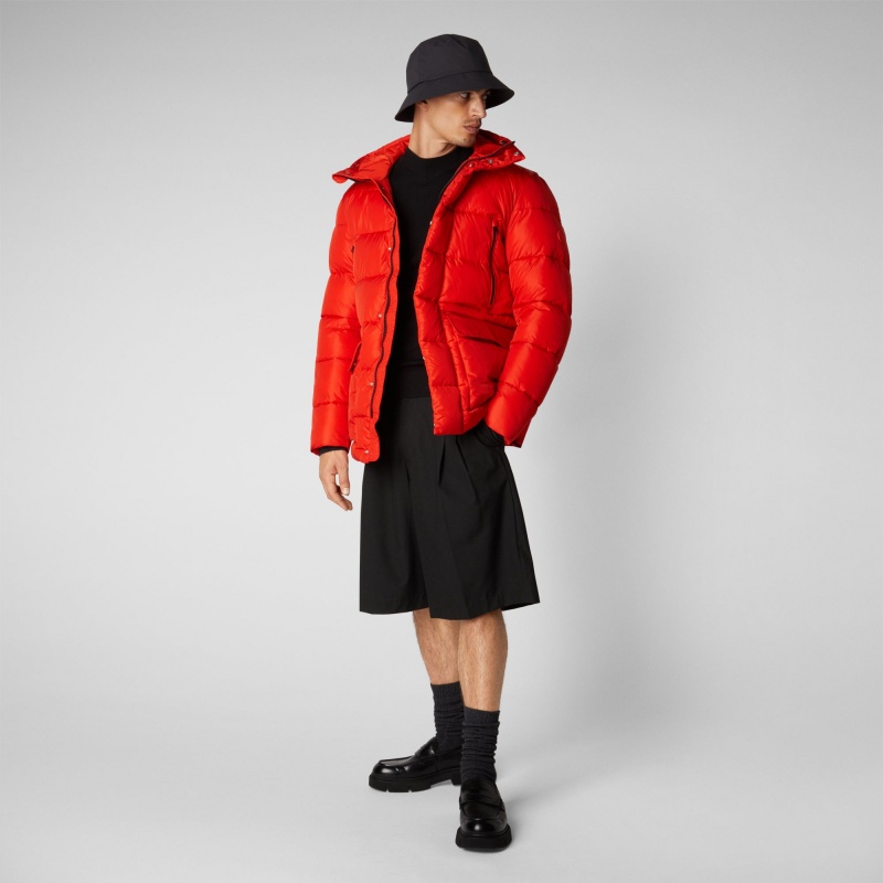 Save The Duck Cliff Encapuchado Puffer Coat Rojas | VLGCU9623