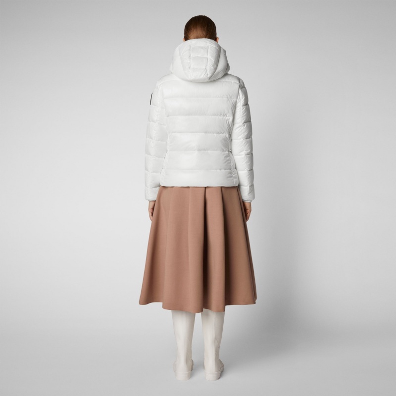 Save The Duck Cosmary Puffer Jacket with Detachable Hood Blancas | EIWYT9627