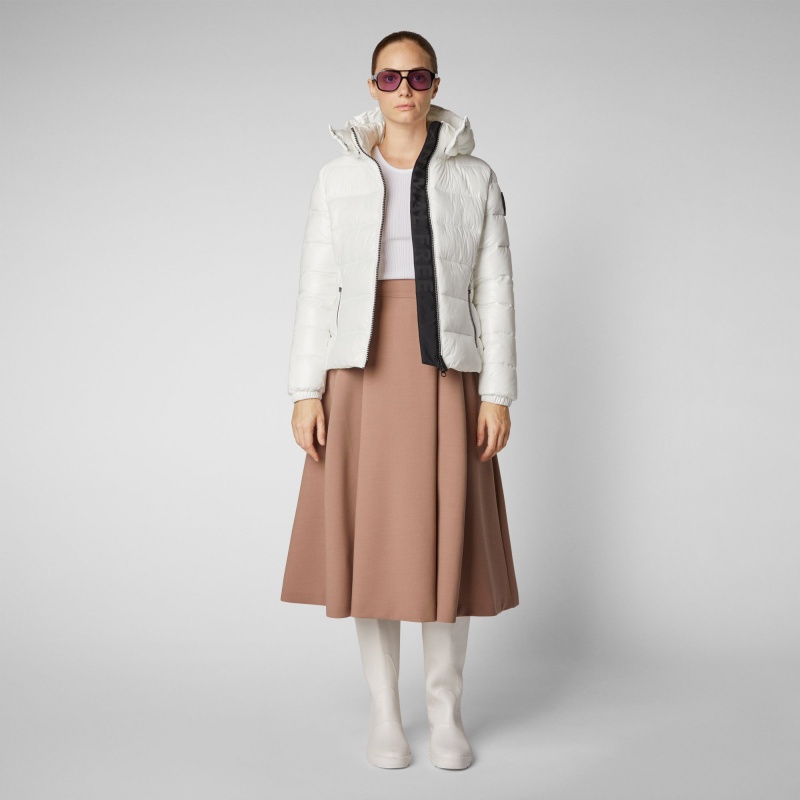Save The Duck Cosmary Puffer Jacket with Detachable Hood Blancas | EIWYT9627