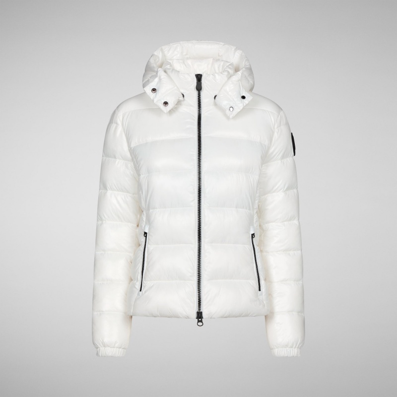 Save The Duck Cosmary Puffer Jacket with Detachable Hood Blancas | EIWYT9627