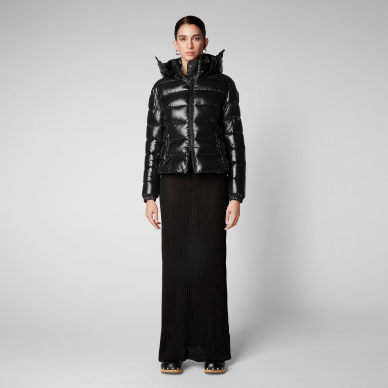 Save The Duck Cosmary Puffer Jacket with Detachable Hood Negras | METDC8104