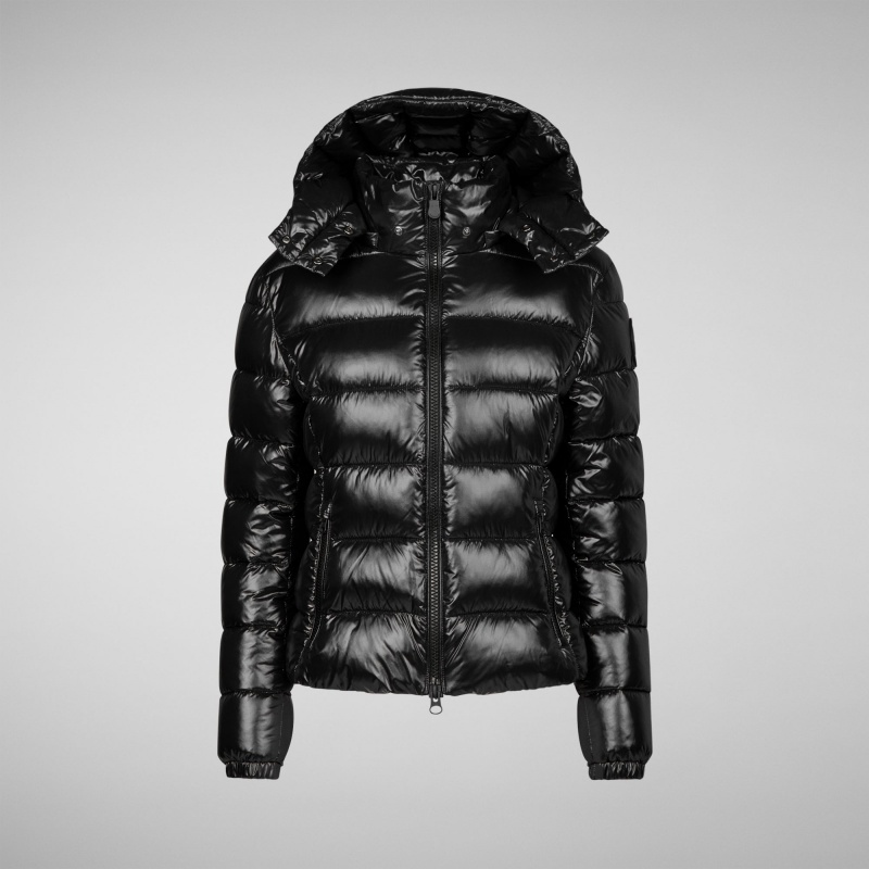 Save The Duck Cosmary Puffer Jacket with Detachable Hood Negras | METDC8104