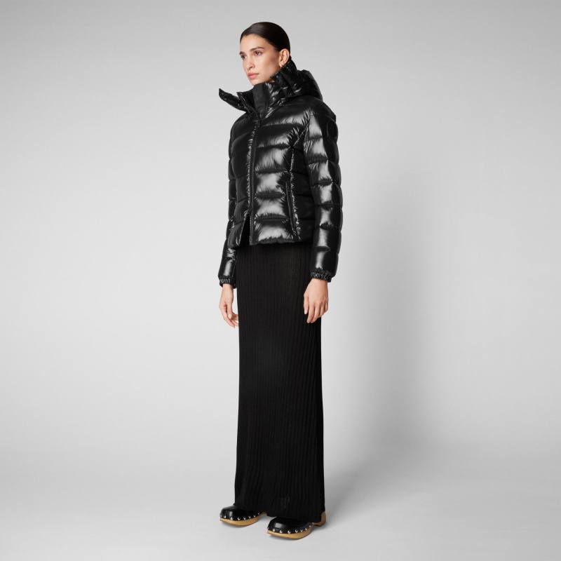 Save The Duck Cosmary Puffer Jacket with Detachable Hood Negras | METDC8104