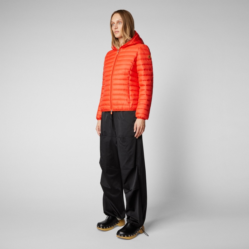 Save The Duck Daisy Encapuchado Puffer Jacket Rojas | RYJWL4301