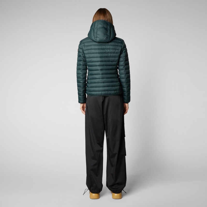 Save The Duck Daisy Encapuchado Puffer Jacket Verde Negras | ELVRS2790