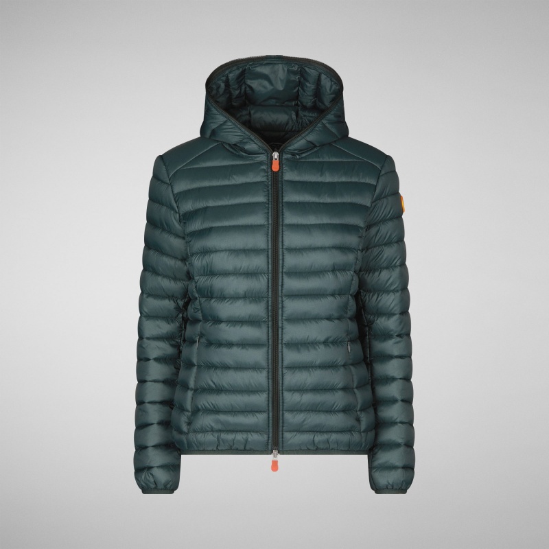 Save The Duck Daisy Encapuchado Puffer Jacket Verde Negras | ELVRS2790