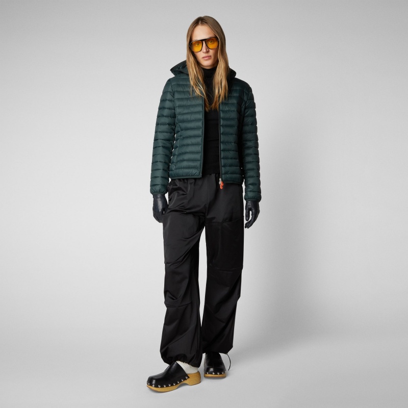 Save The Duck Daisy Encapuchado Puffer Jacket Verde Negras | ELVRS2790