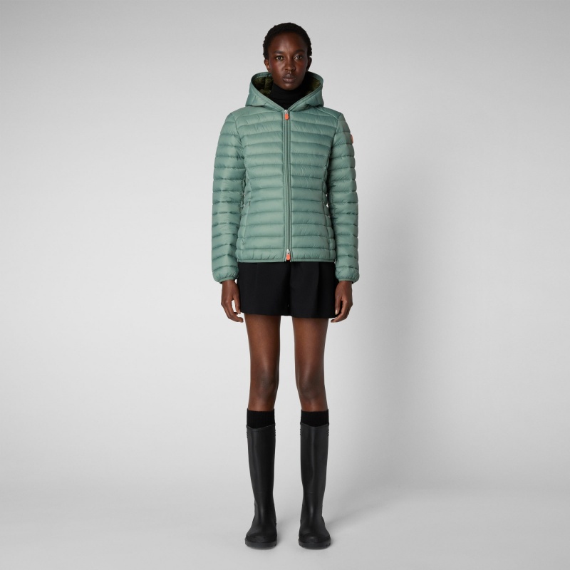 Save The Duck Daisy Encapuchado Puffer Jacket Verde | CUELK2941