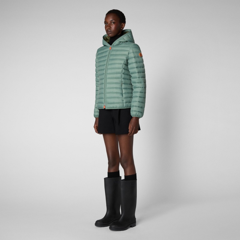 Save The Duck Daisy Encapuchado Puffer Jacket Verde | CUELK2941