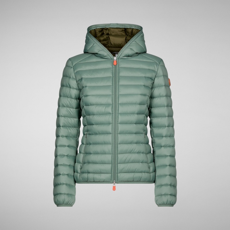 Save The Duck Daisy Encapuchado Puffer Jacket Verde | CUELK2941