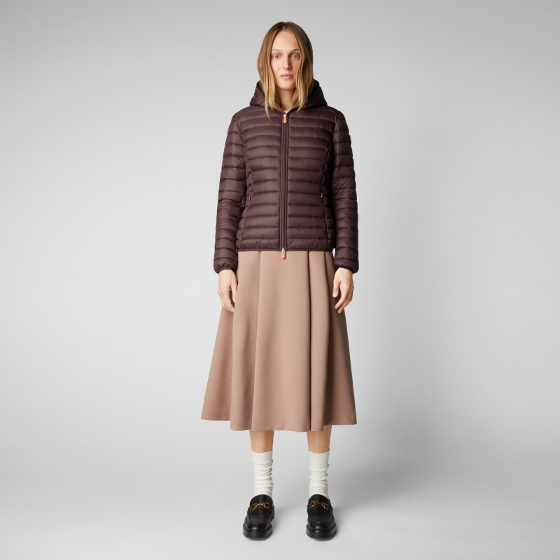 Save The Duck Daisy Encapuchado Puffer Jacket Burdeos Negras | GBSIH6208
