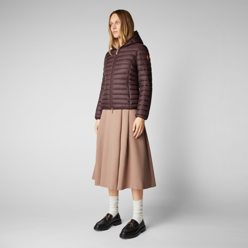 Save The Duck Daisy Encapuchado Puffer Jacket Burdeos Negras | GBSIH6208