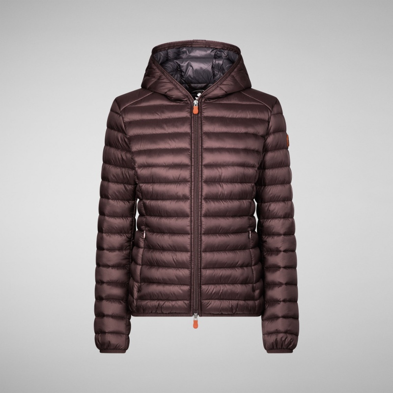 Save The Duck Daisy Encapuchado Puffer Jacket Burdeos Negras | GBSIH6208
