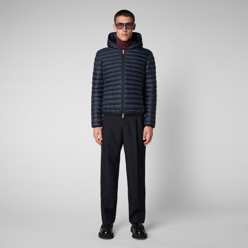 Save The Duck Donald Encapuchado Puffer Jacket Azules Negras | YZVPK4861
