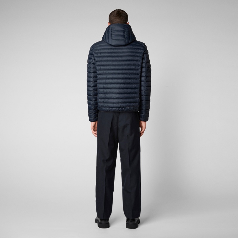 Save The Duck Donald Encapuchado Puffer Jacket Azules Negras | YZVPK4861