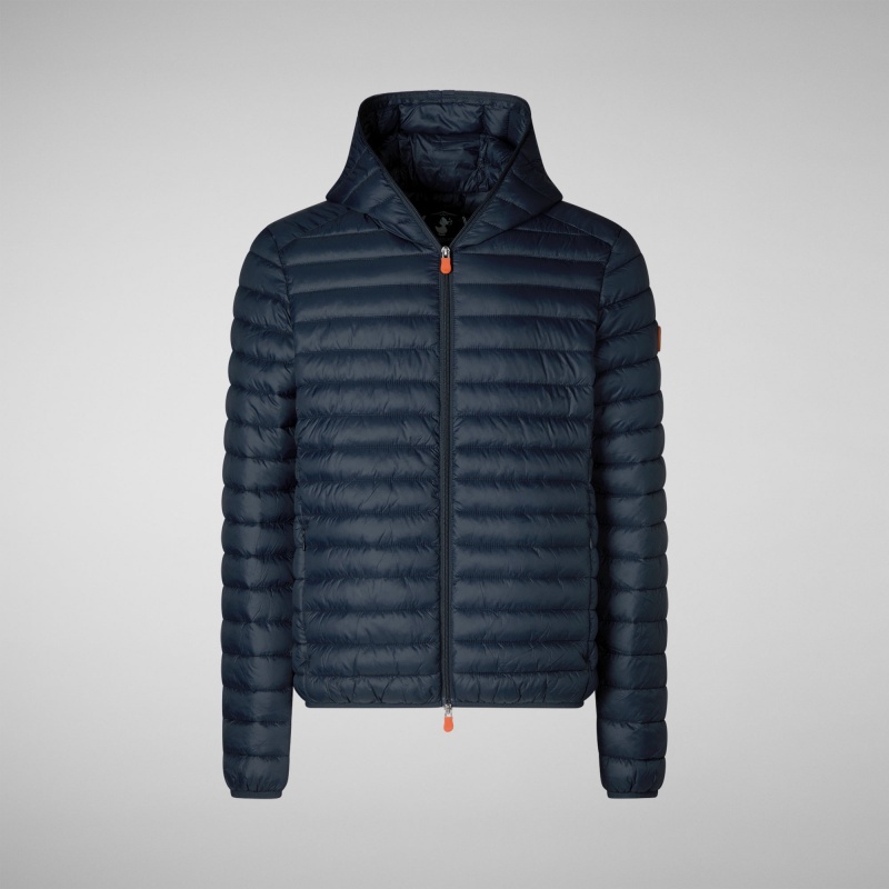 Save The Duck Donald Encapuchado Puffer Jacket Azules Negras | YZVPK4861