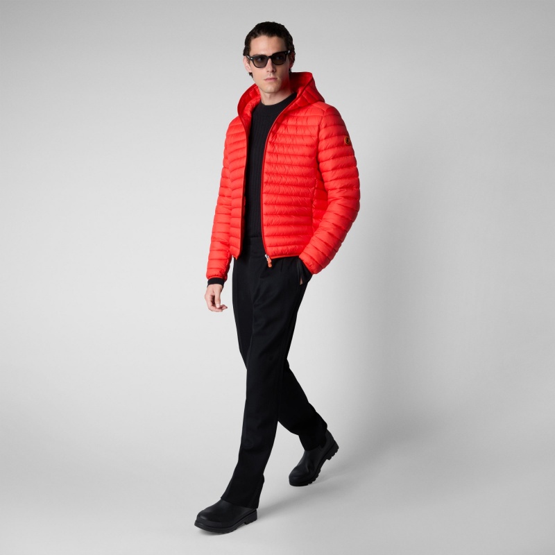 Save The Duck Donald Encapuchado Puffer Jacket Rojas | ZITRG5798