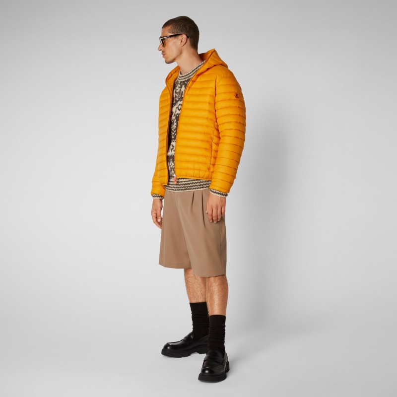 Save The Duck Donald Encapuchado Puffer Jacket Amarillo | JTEBI9510
