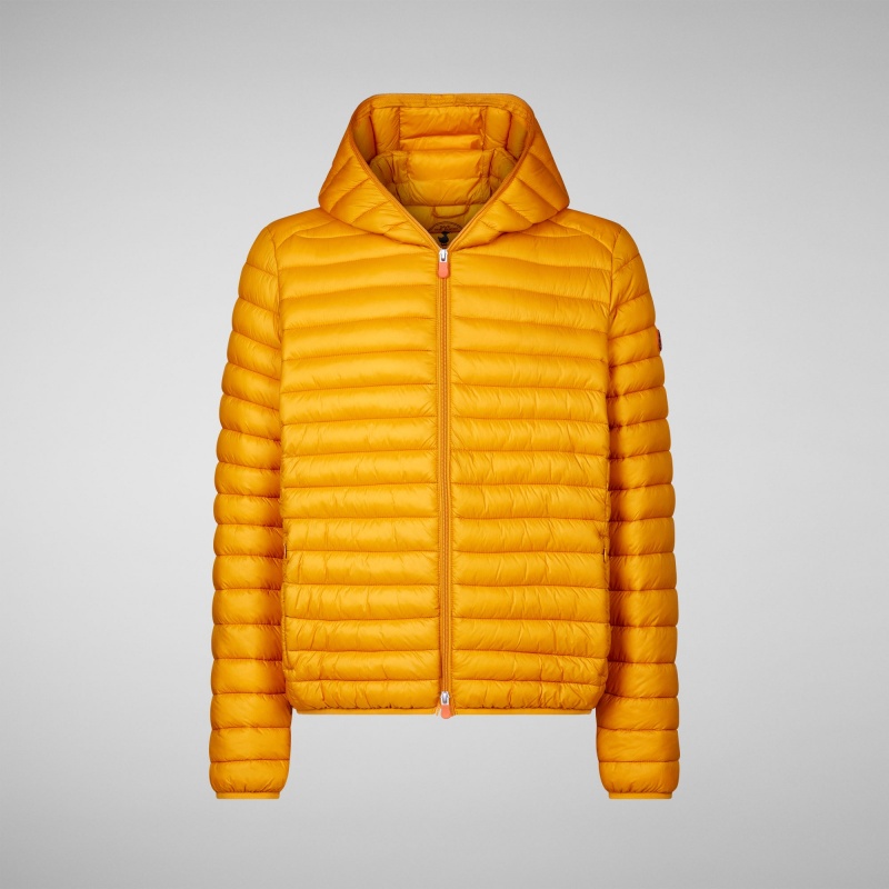 Save The Duck Donald Encapuchado Puffer Jacket Amarillo | JTEBI9510