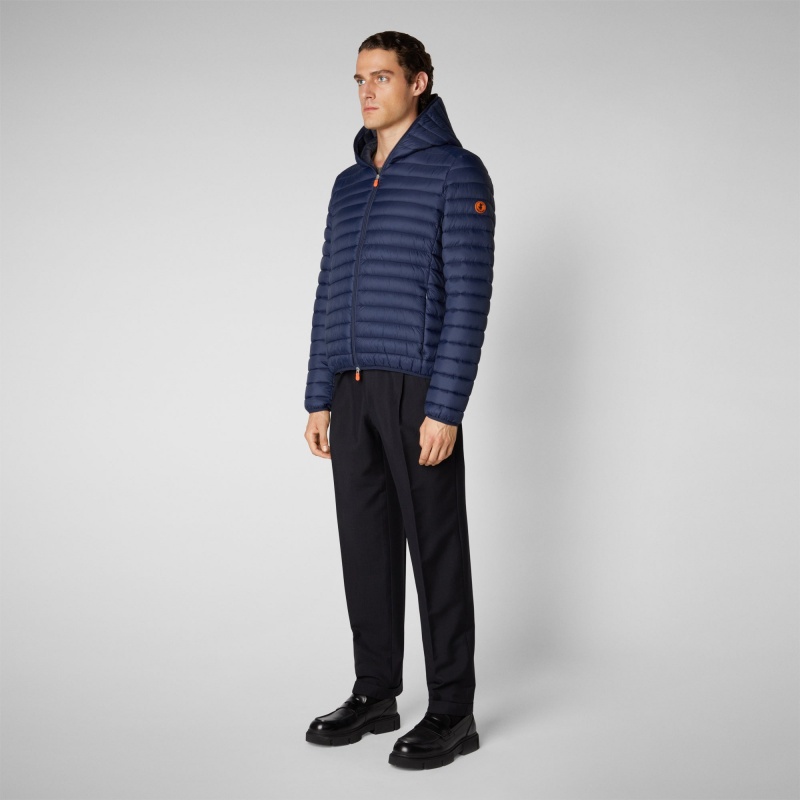 Save The Duck Donald Encapuchado Puffer Jacket Azul Marino Azules | QAXSR3452