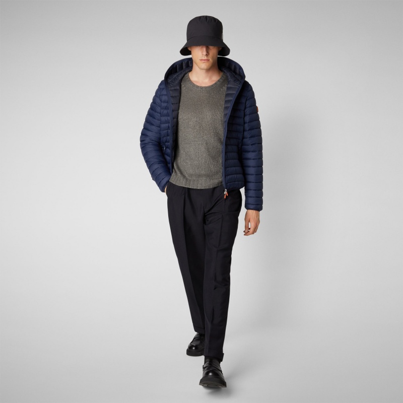 Save The Duck Donald Encapuchado Puffer Jacket Azul Marino Azules | QAXSR3452