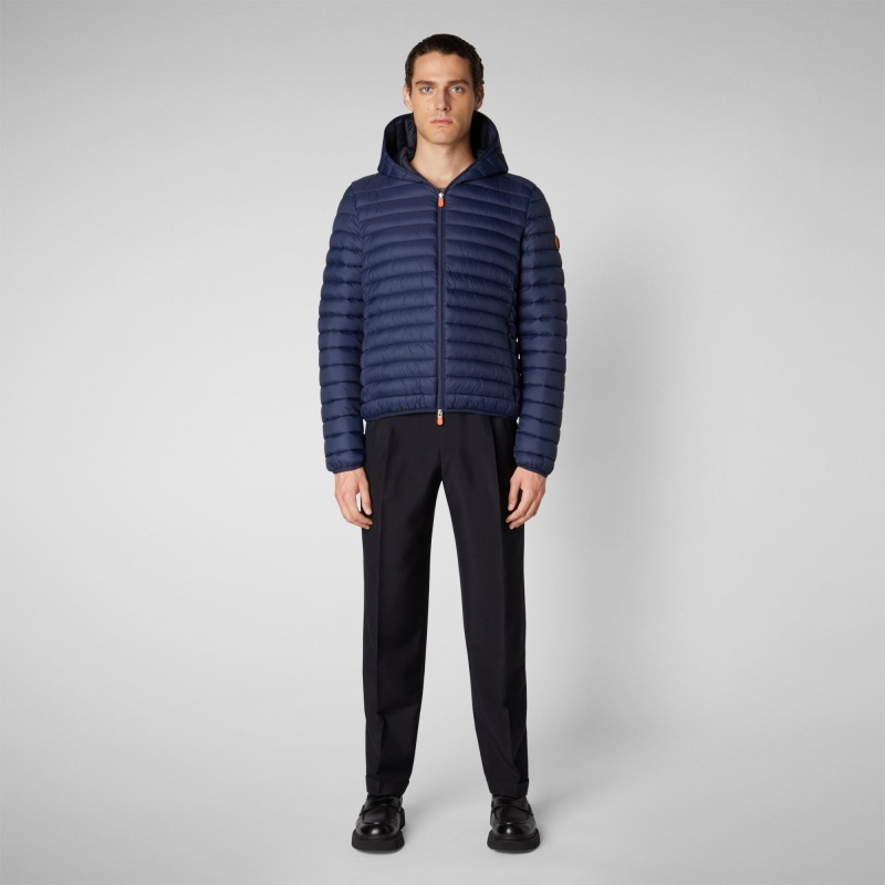 Save The Duck Donald Encapuchado Puffer Jacket Azul Marino Azules | QAXSR3452