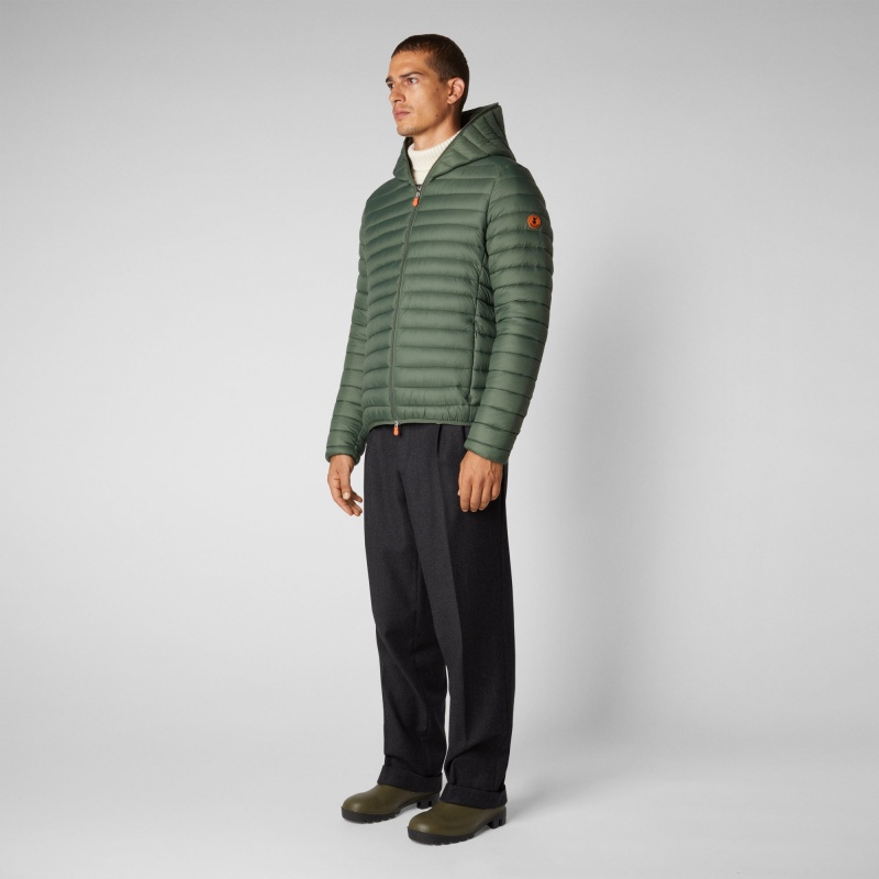 Save The Duck Donald Encapuchado Puffer Jacket Verde | TGIXK3274