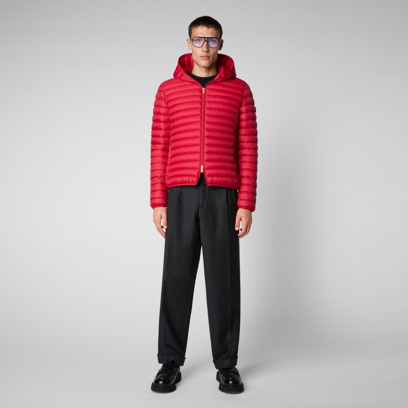 Save The Duck Donald Encapuchado Puffer Jacket Rojas | PKJRU4351