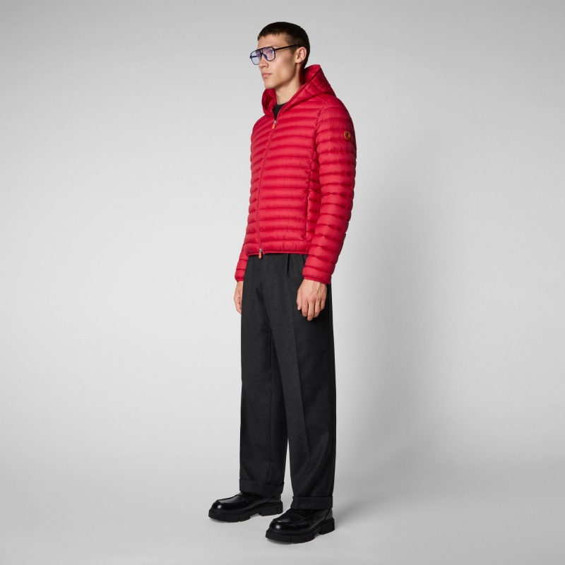 Save The Duck Donald Encapuchado Puffer Jacket Rojas | PKJRU4351